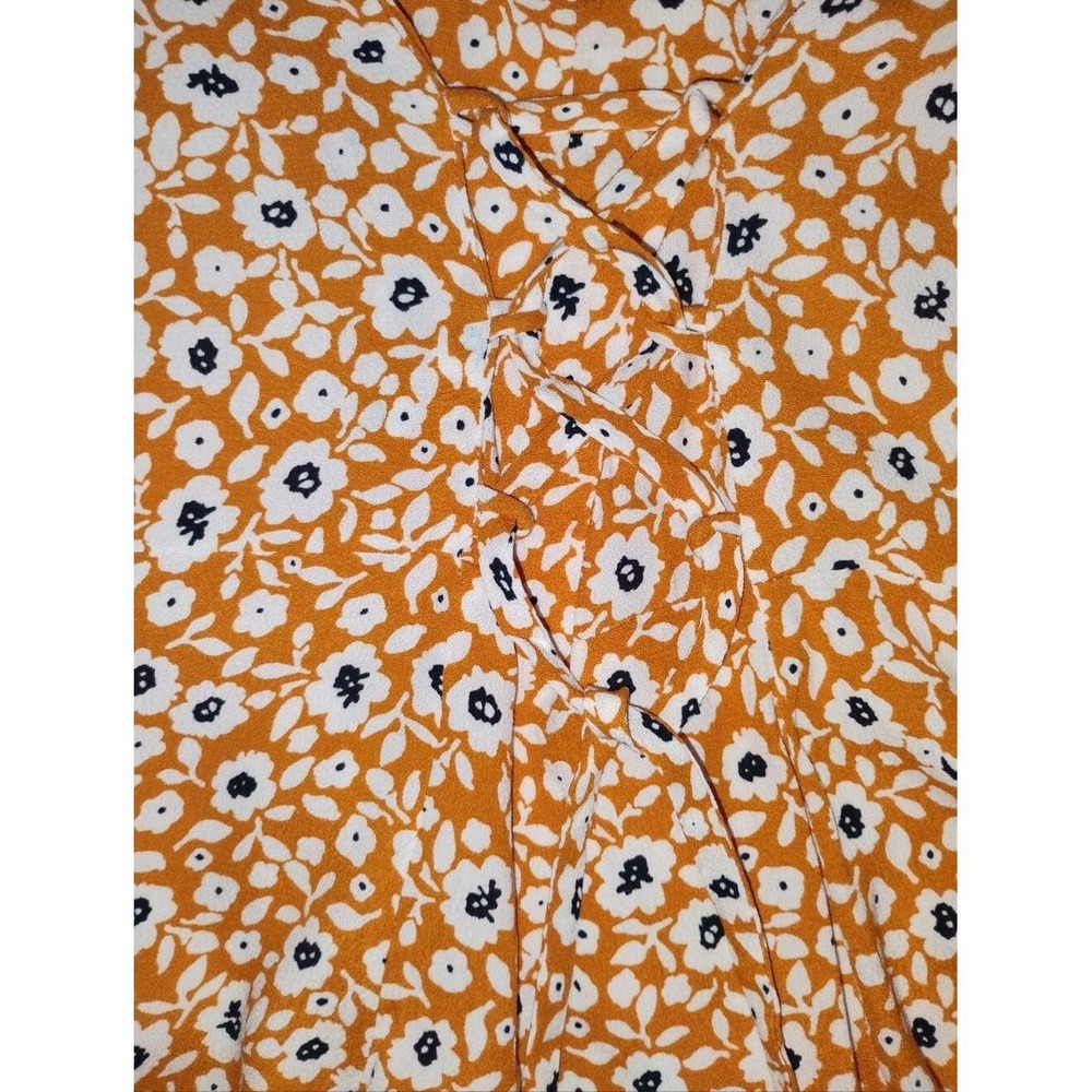 NWT Olivaceous Floral Mini Dress Medium Ruched Tie Front Flutter Sleeve - Picture 7 of 8